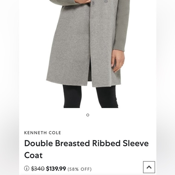 Kenneth Cole NY Ribbed Sleeve Wool Coat - Picture 5 of 8
